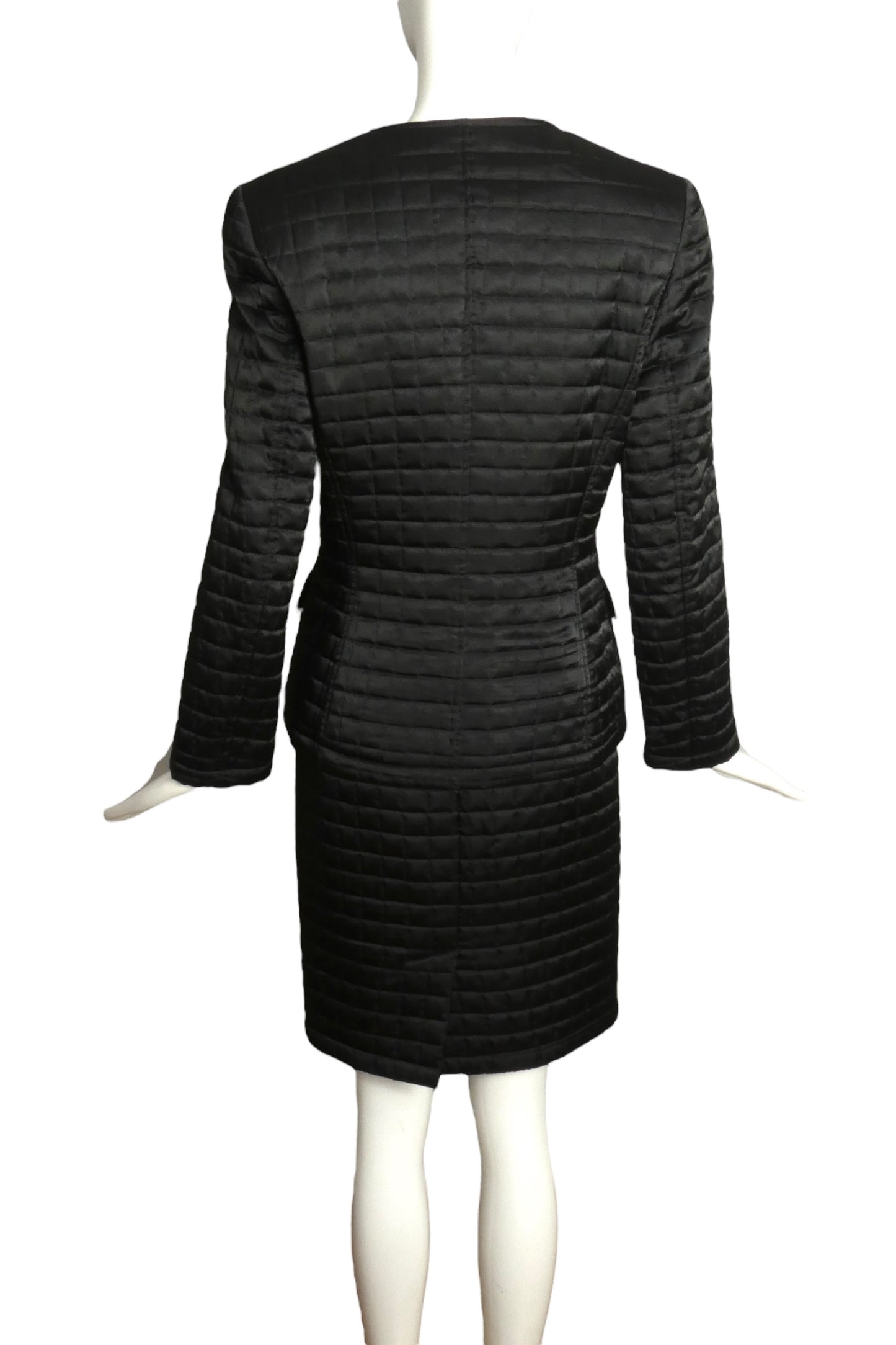 PIERRE CARDIN- 1980s Black Quilted Skirt Suit, Size 4
