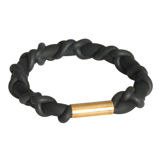 PIERRE CARDIN-1997 Black Rubber Bangle Bracelet, Large