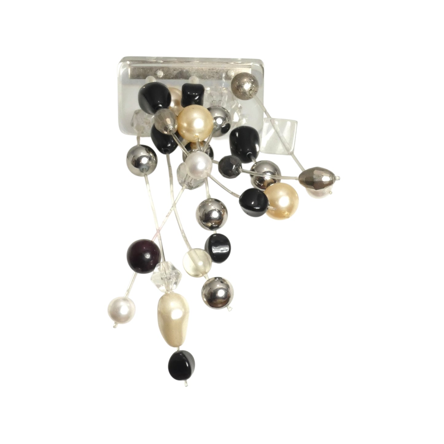 PIERRE CARDIN-1990 Beaded Fringe Acrylic Brooch