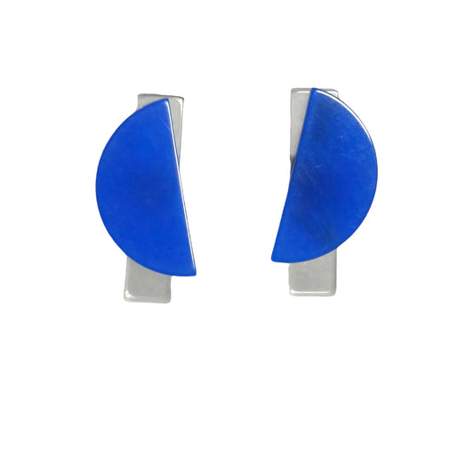 PIERRE CARDIN-1994 Blue Acrylic Clip Earrings