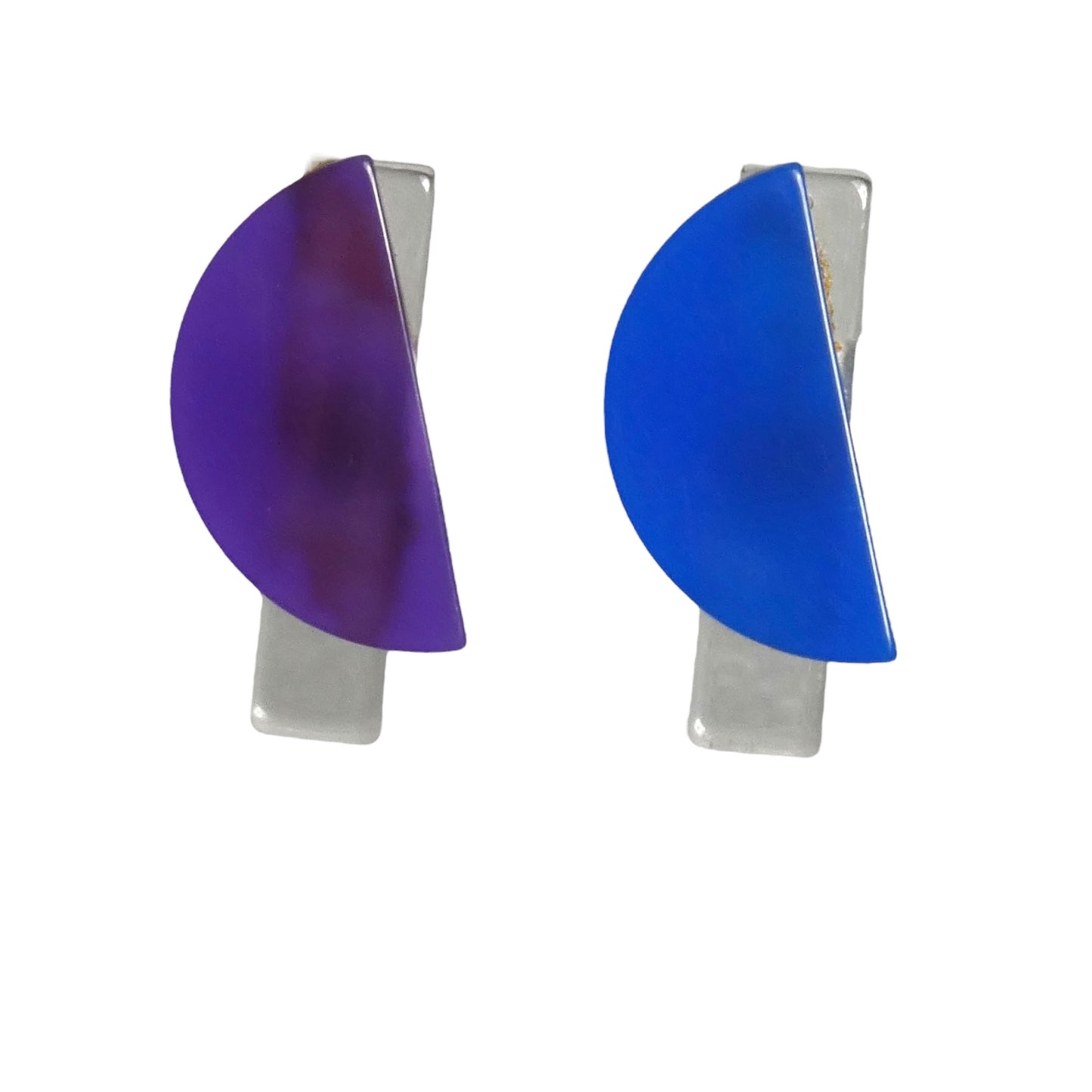 PIERRE CARDIN-1994 Purple & Blue Acrylic Clip Earrings