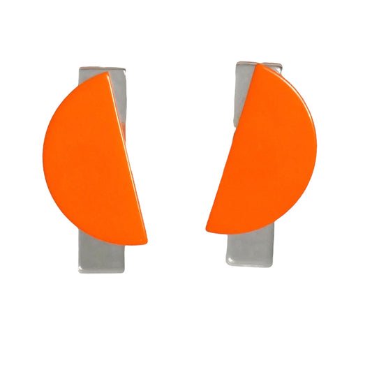 PIERRE CARDIN-1994 Orange Acrylic Clip Earrings