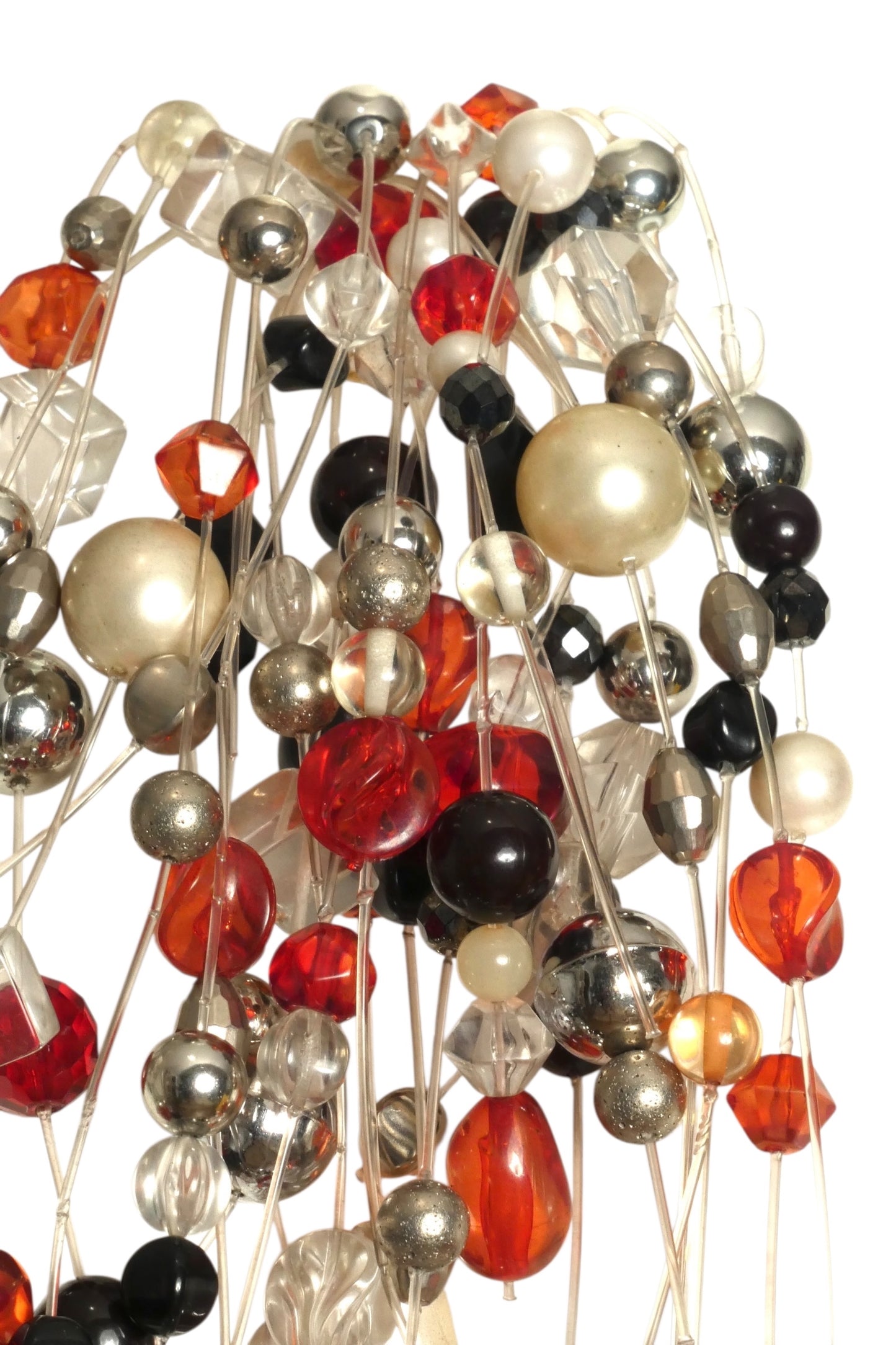 PIERRE CARDIN-1986 Beaded Fringe Acrylic Choker Necklace