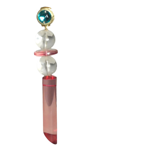 PIERRE CARDIN-1994 SINGLE Pink Acrylic Drop Earring