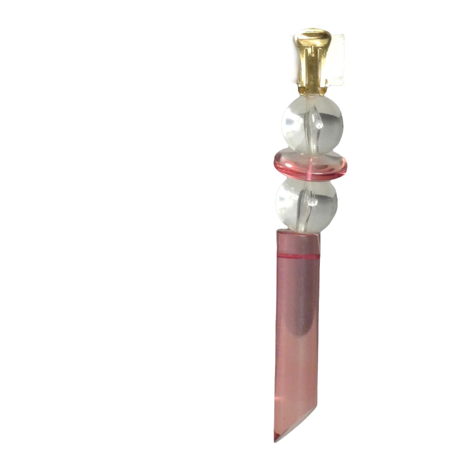 PIERRE CARDIN-1994 SINGLE Pink Acrylic Drop Earring