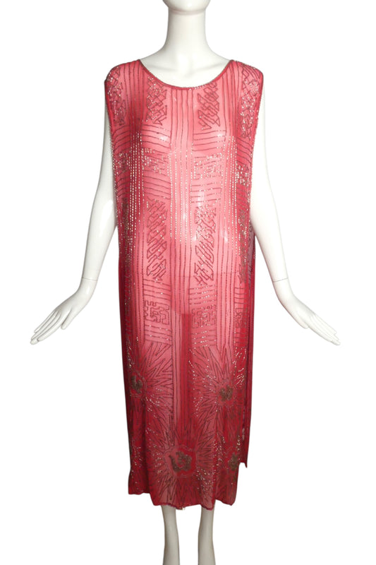1920s Fuchsia Beaded Party Dress, One Size