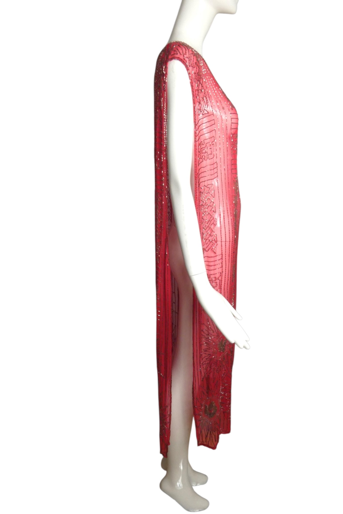 1920s Fuchsia Beaded Party Dress, One Size