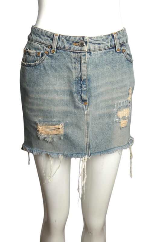 DOLCE & GABBANA- Distressed Denim Mini Skirt, Size 4
