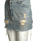 2000s Distressed Denim Mini Skirt, Size 4