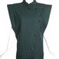 PIERRE CARDIN (HAUTE COUTURE)-1980s Teal Sculptured Wool Vest, Size-10