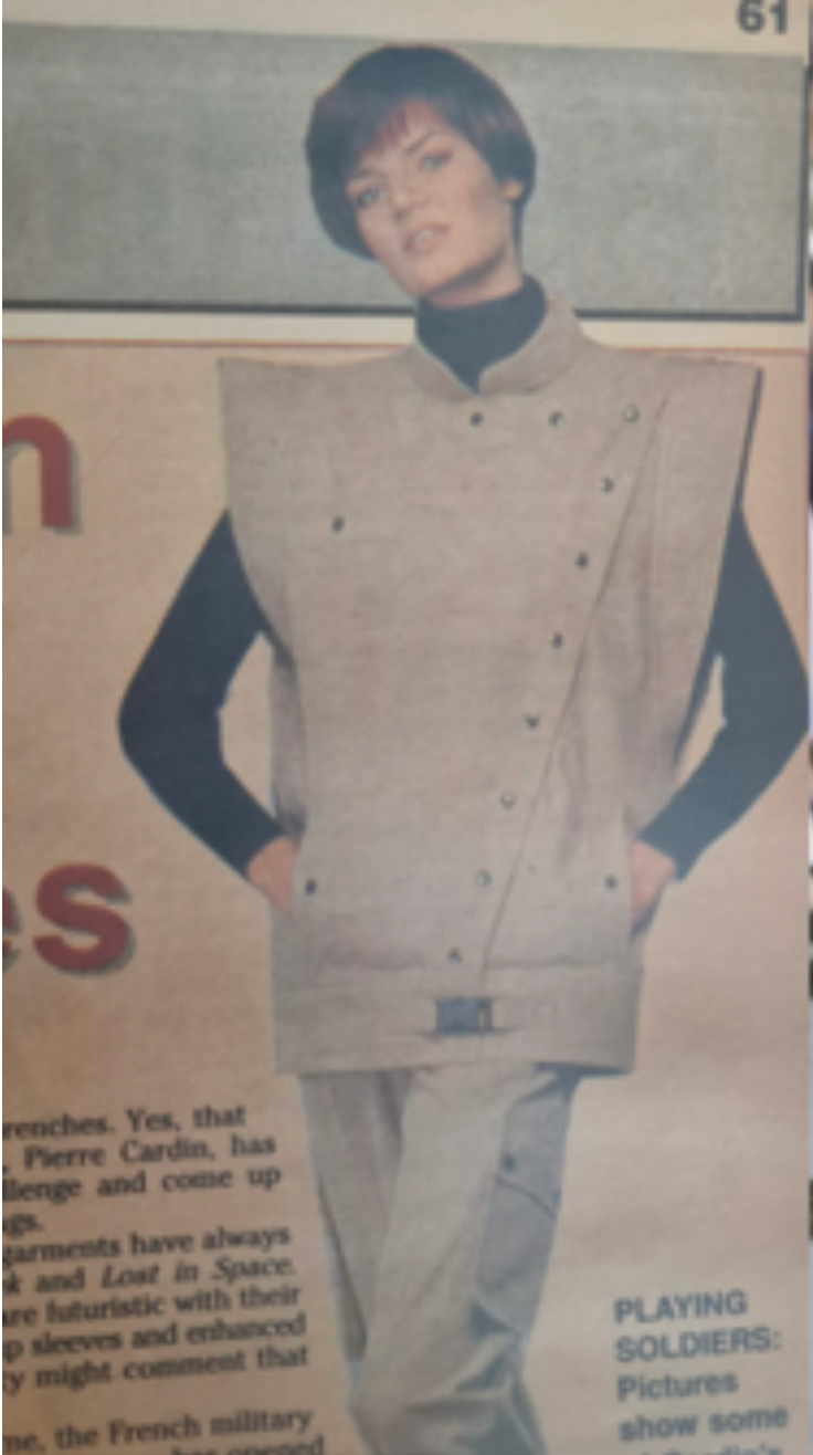 PIERRE CARDIN (HAUTE COUTURE)-1980s Teal Sculptured Wool Vest, Size-10