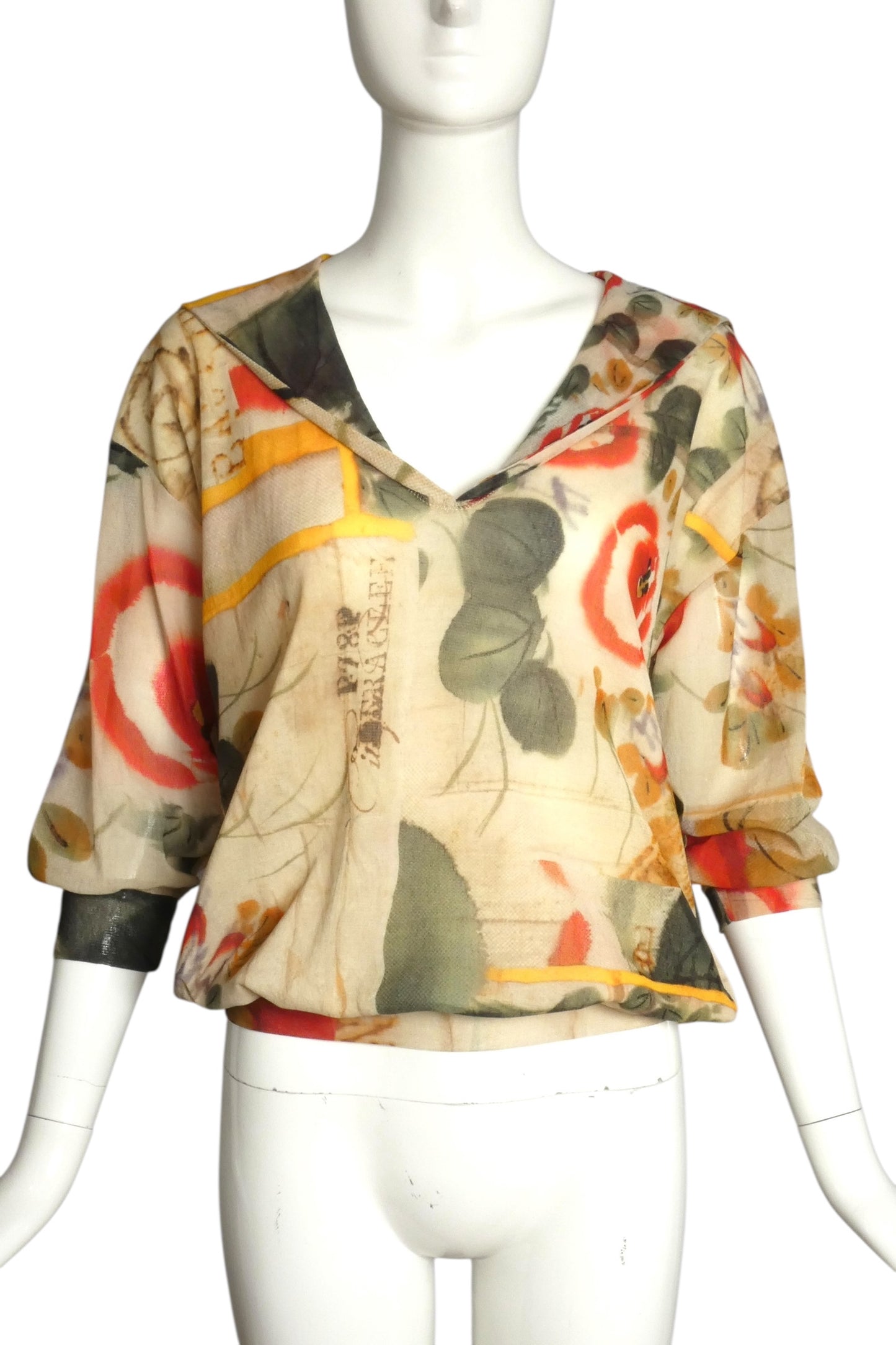JEAN PAUL GAULTIER- Multi Color Mesh Sailor Blouse, Size 6