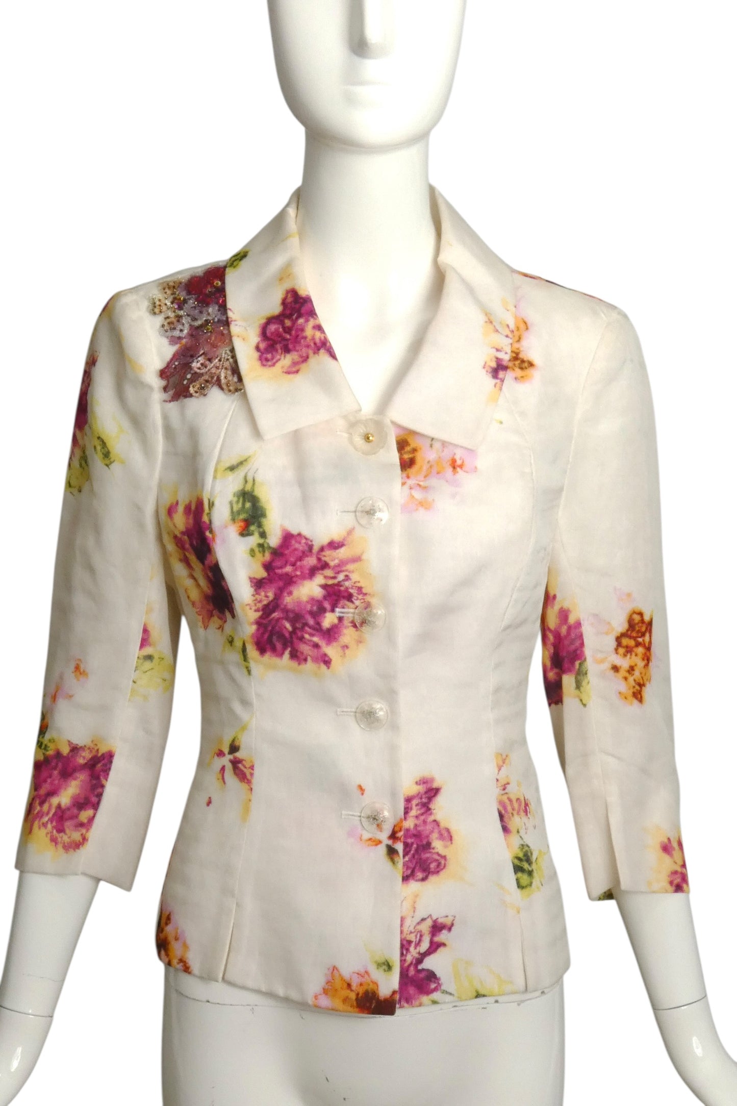 CHRISTIAN LACROIX- 1999 Floral Silk Blazer, Size 6