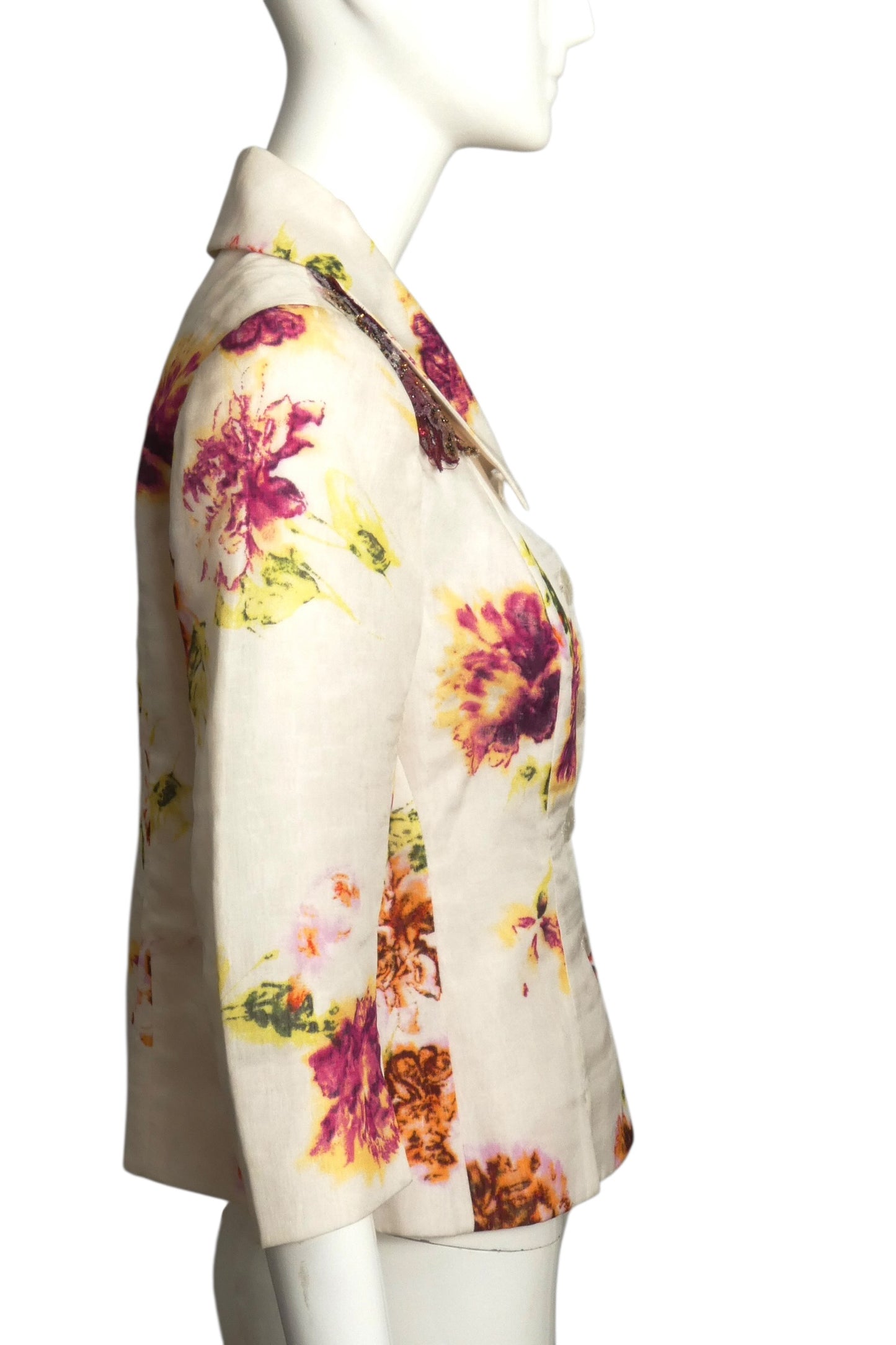 CHRISTIAN LACROIX- 1999 Floral Silk Blazer, Size 6