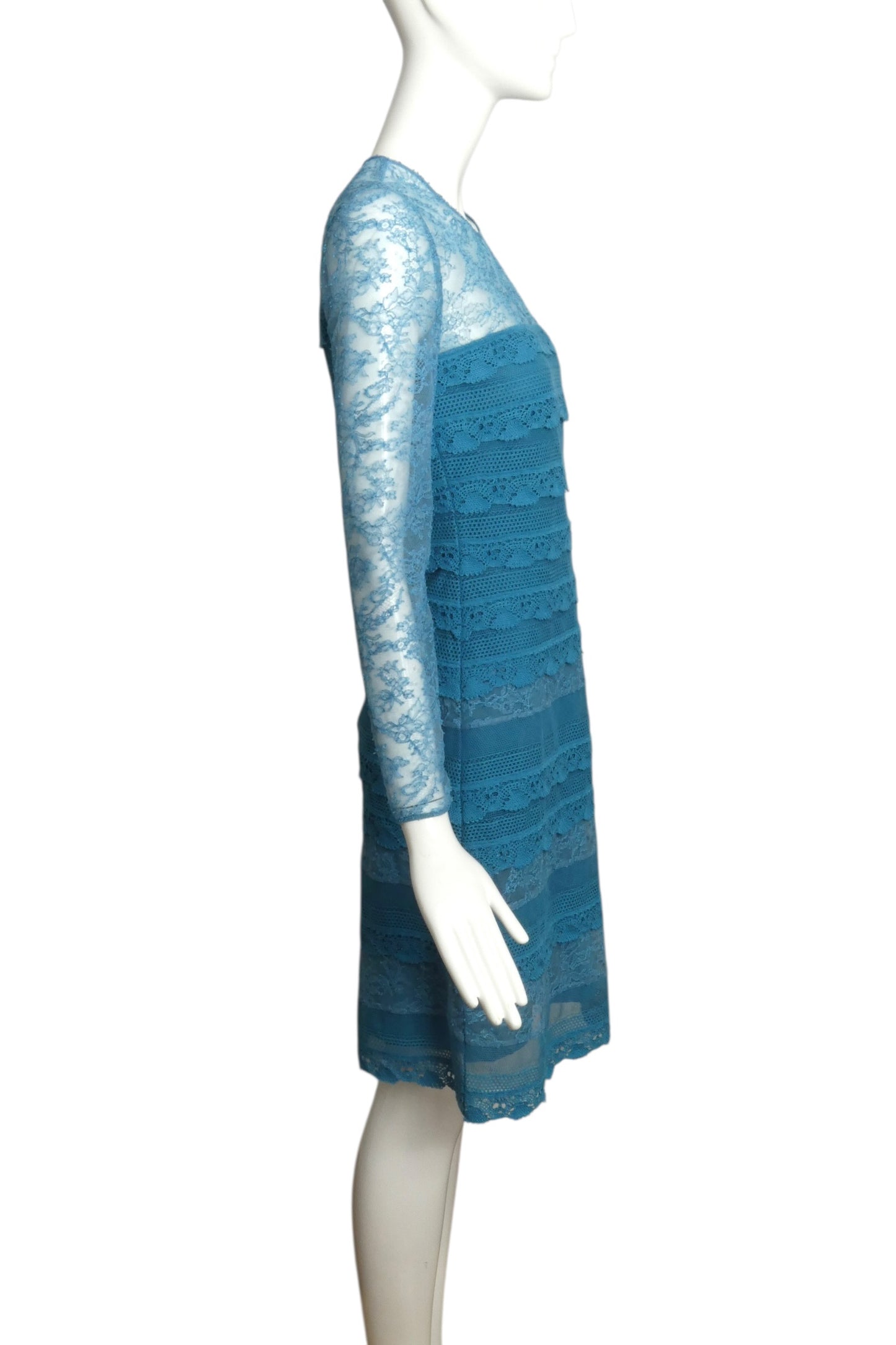 BURBERRY- 2016 Teal Lace Tea Dress, Size 6