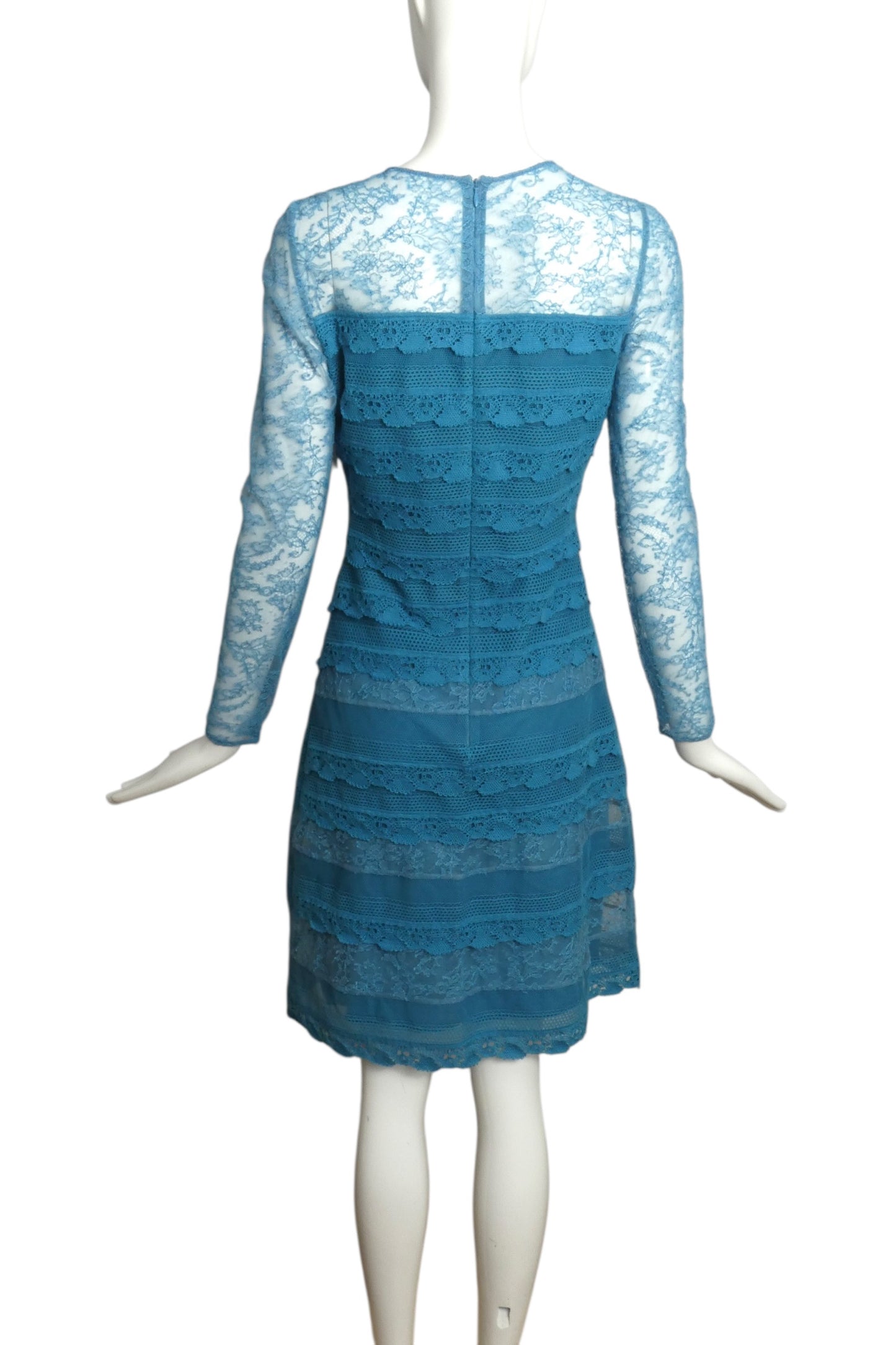 BURBERRY- 2016 Teal Lace Tea Dress, Size 6