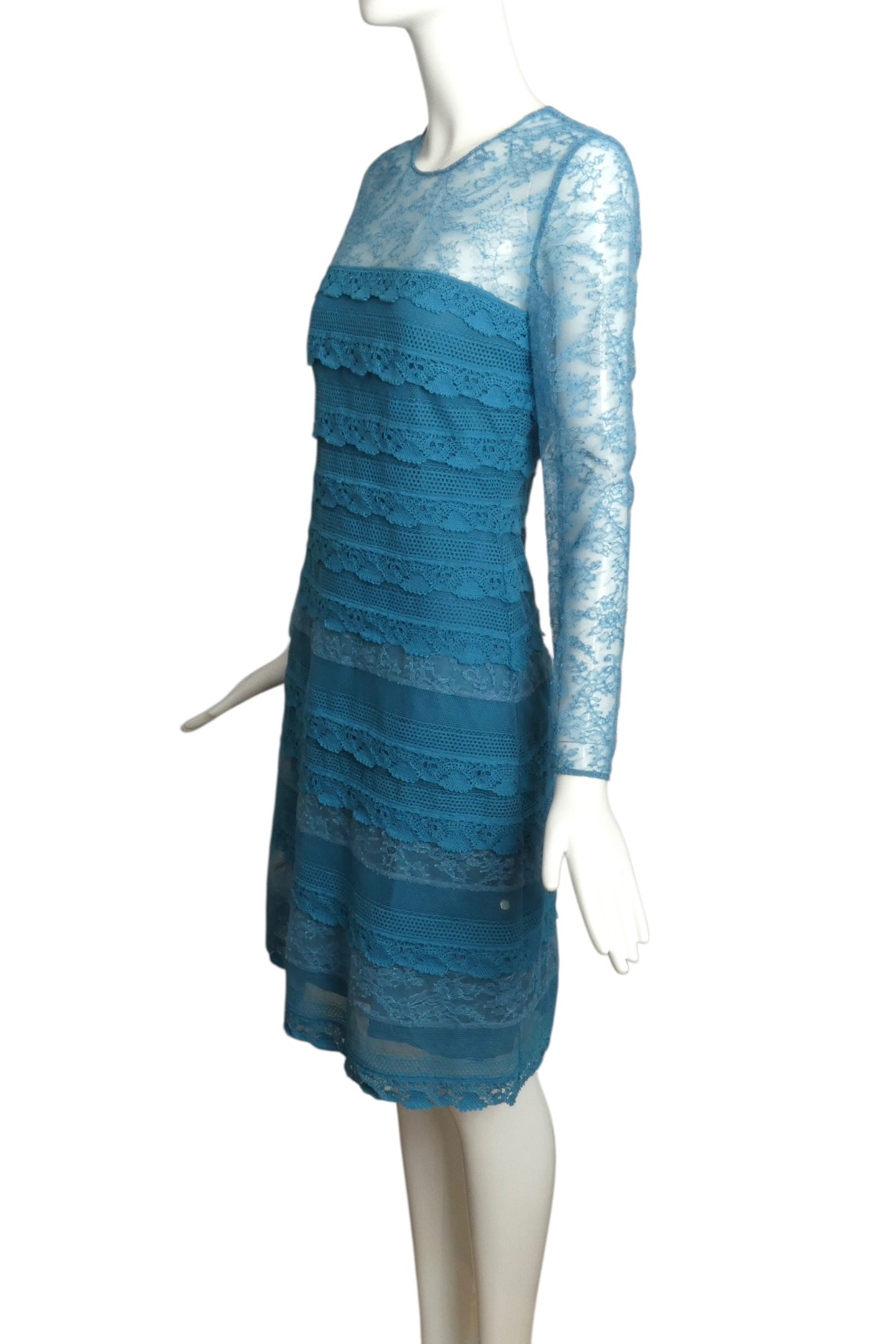 BURBERRY- 2016 Teal Lace Tea Dress, Size 6