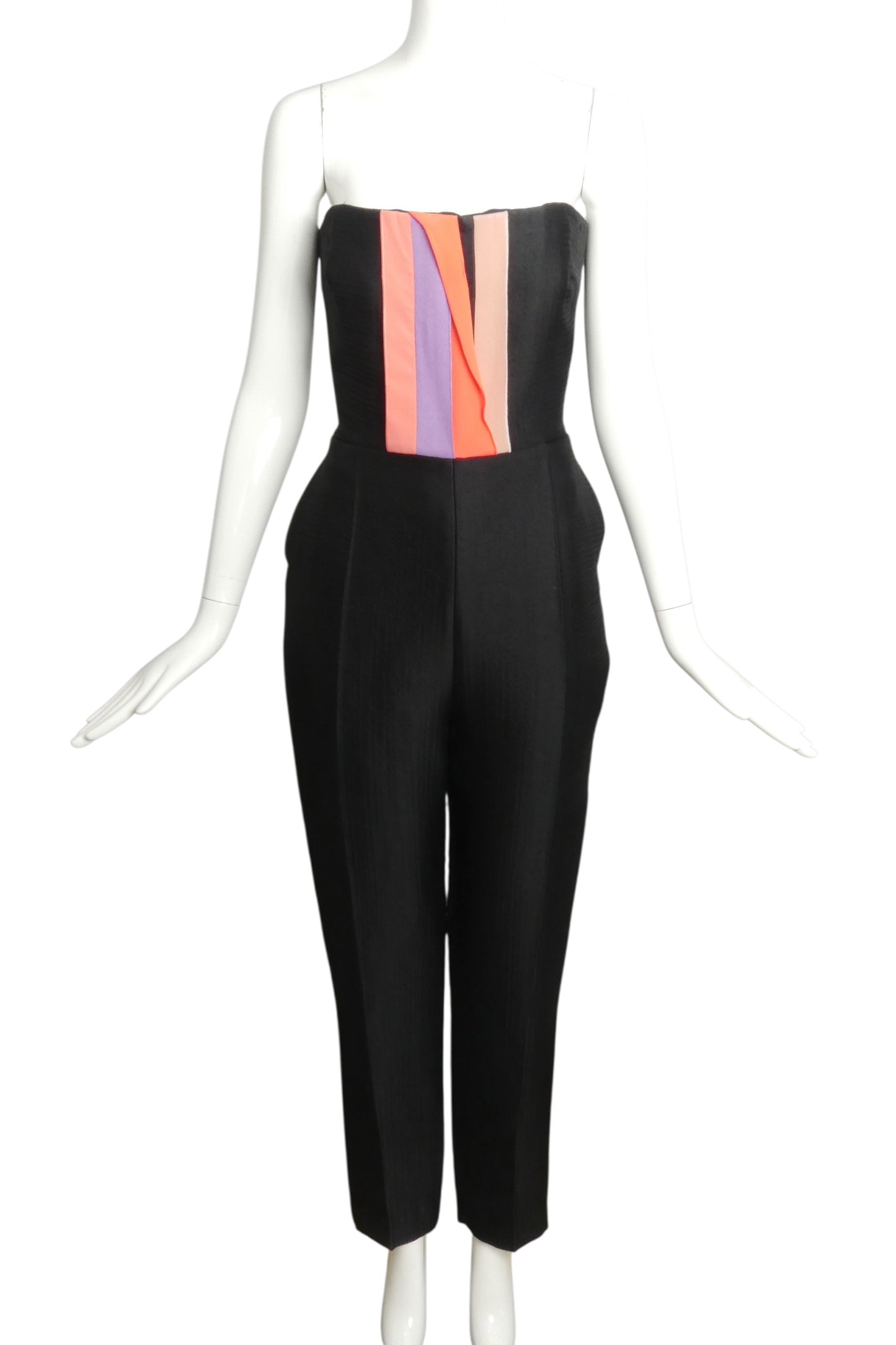 2015 Black Wool/Silk Blend Bustier Jumpsuit, Size 10