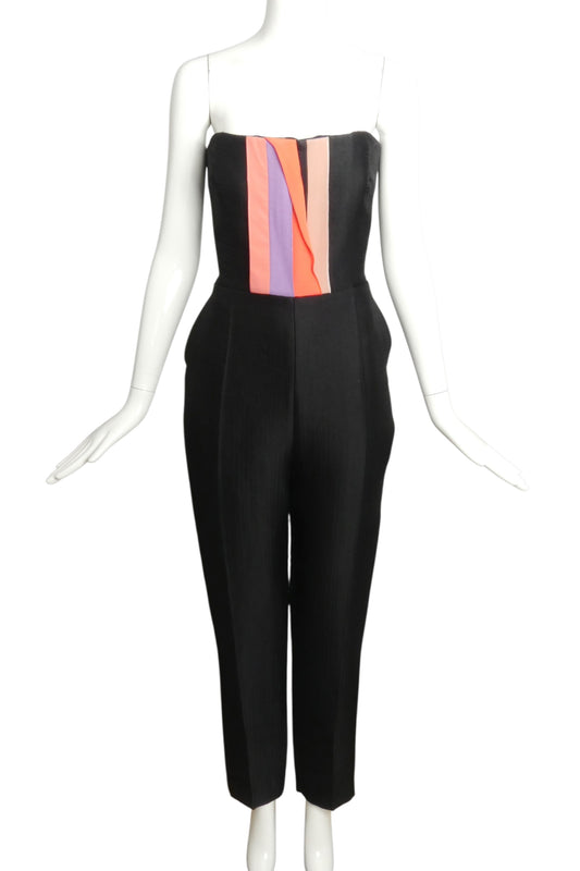 2015 Black Wool/Silk Blend Bustier Jumpsuit, Size 10