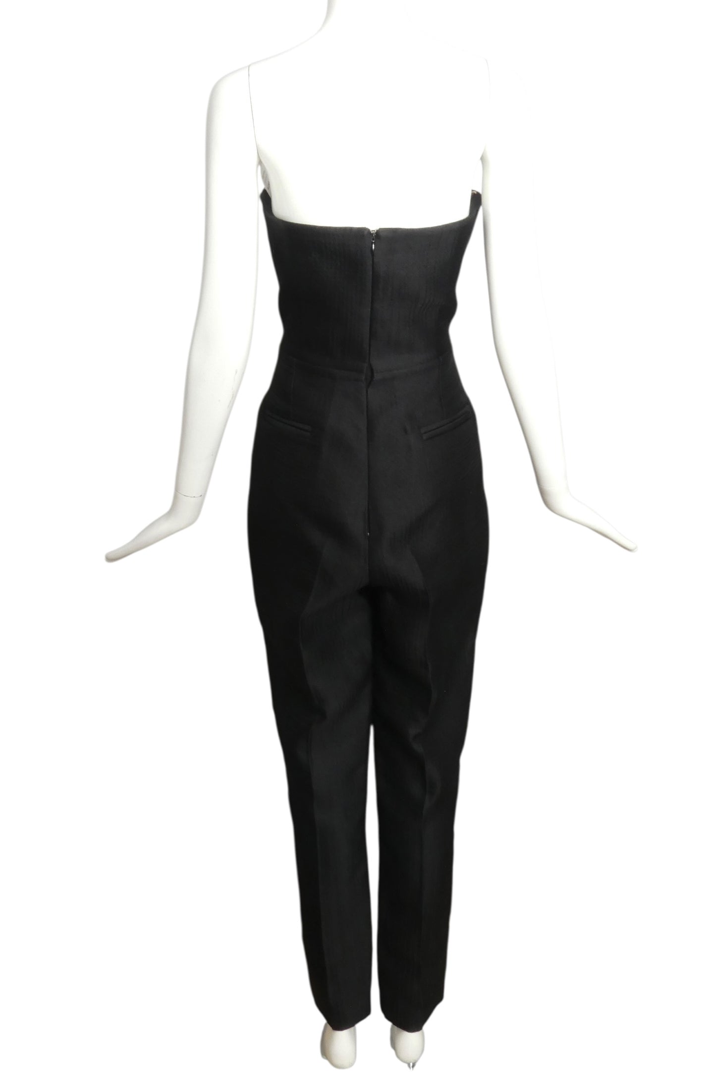 2015 Black Wool/Silk Blend Bustier Jumpsuit, Size 10