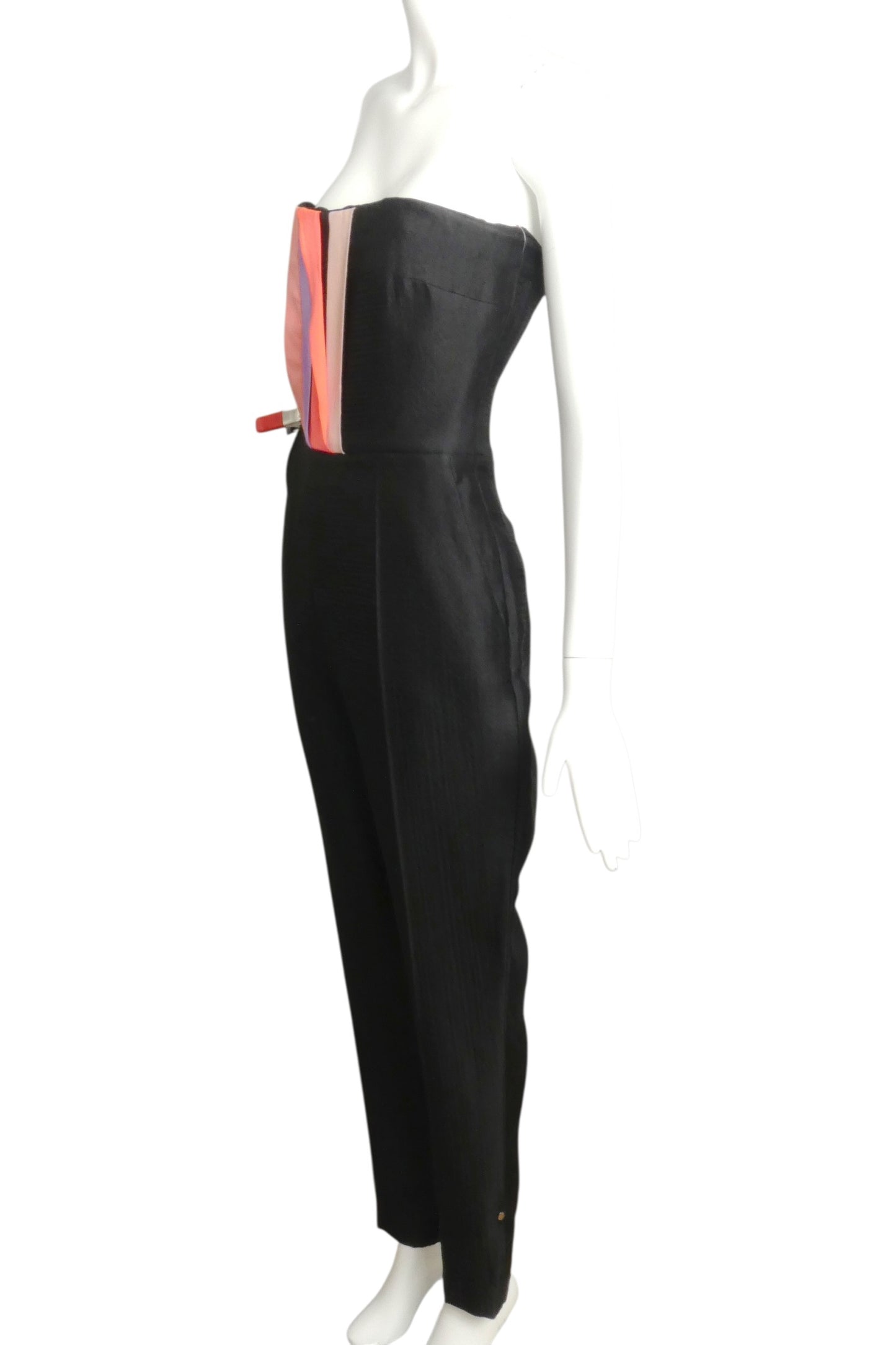 2015 Black Wool/Silk Blend Bustier Jumpsuit, Size 10