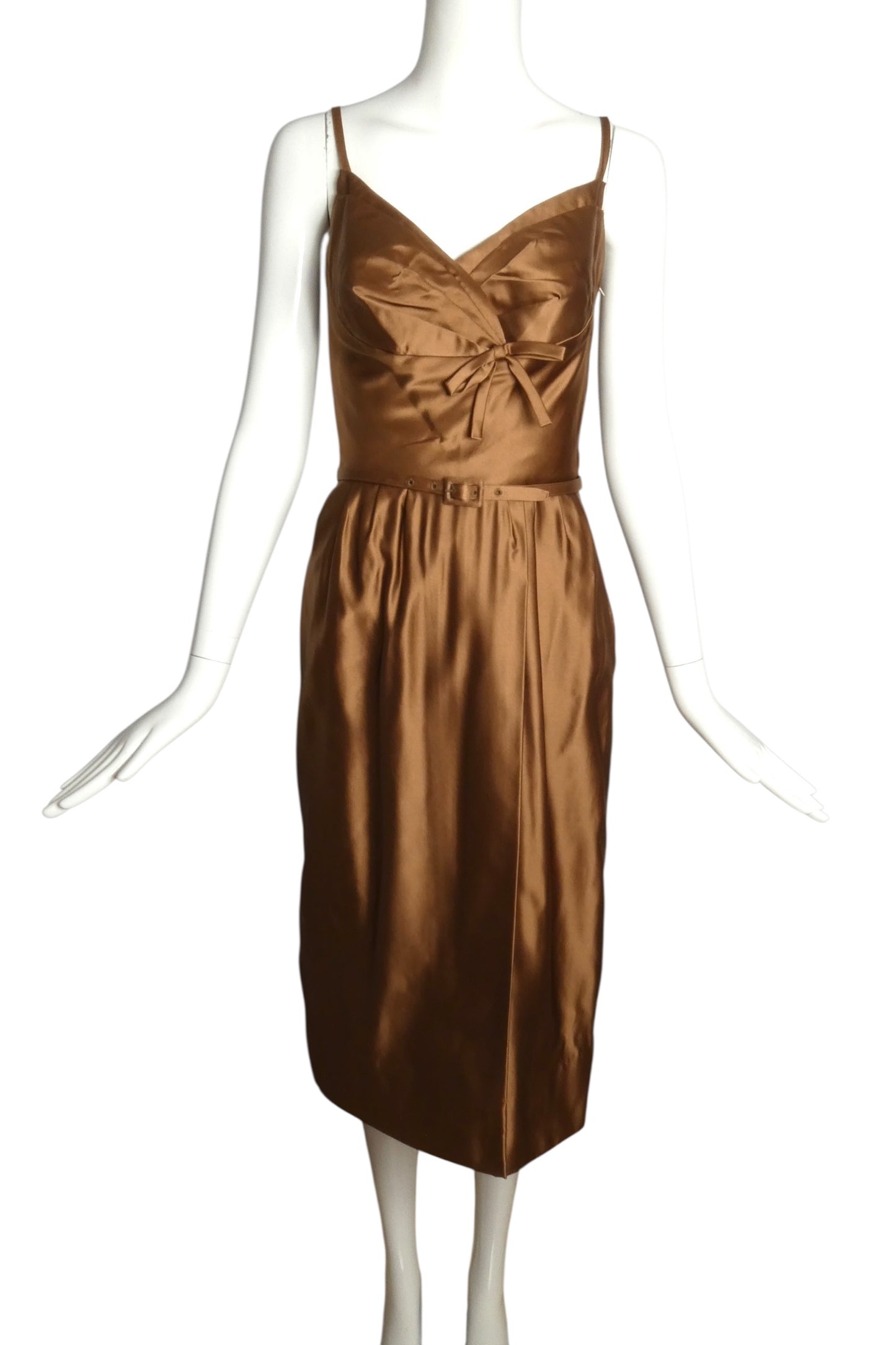 MAURICE RENTNER- 1950s 2pc Satin Coat & Dress Ensemble, Size 2