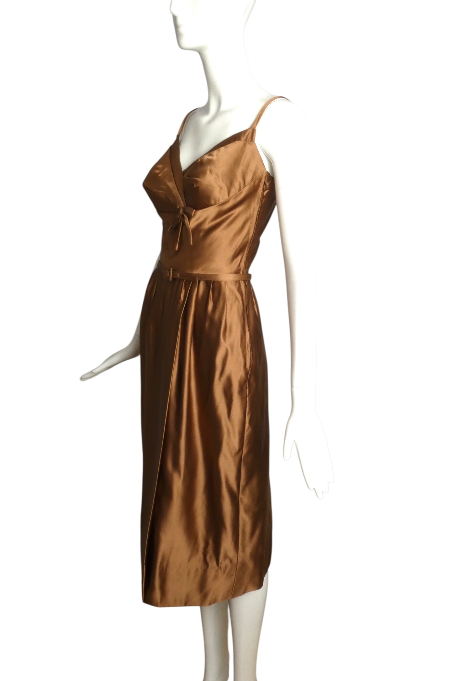 MAURICE RENTNER- 1950s 2pc Satin Coat & Dress Ensemble, Size 2