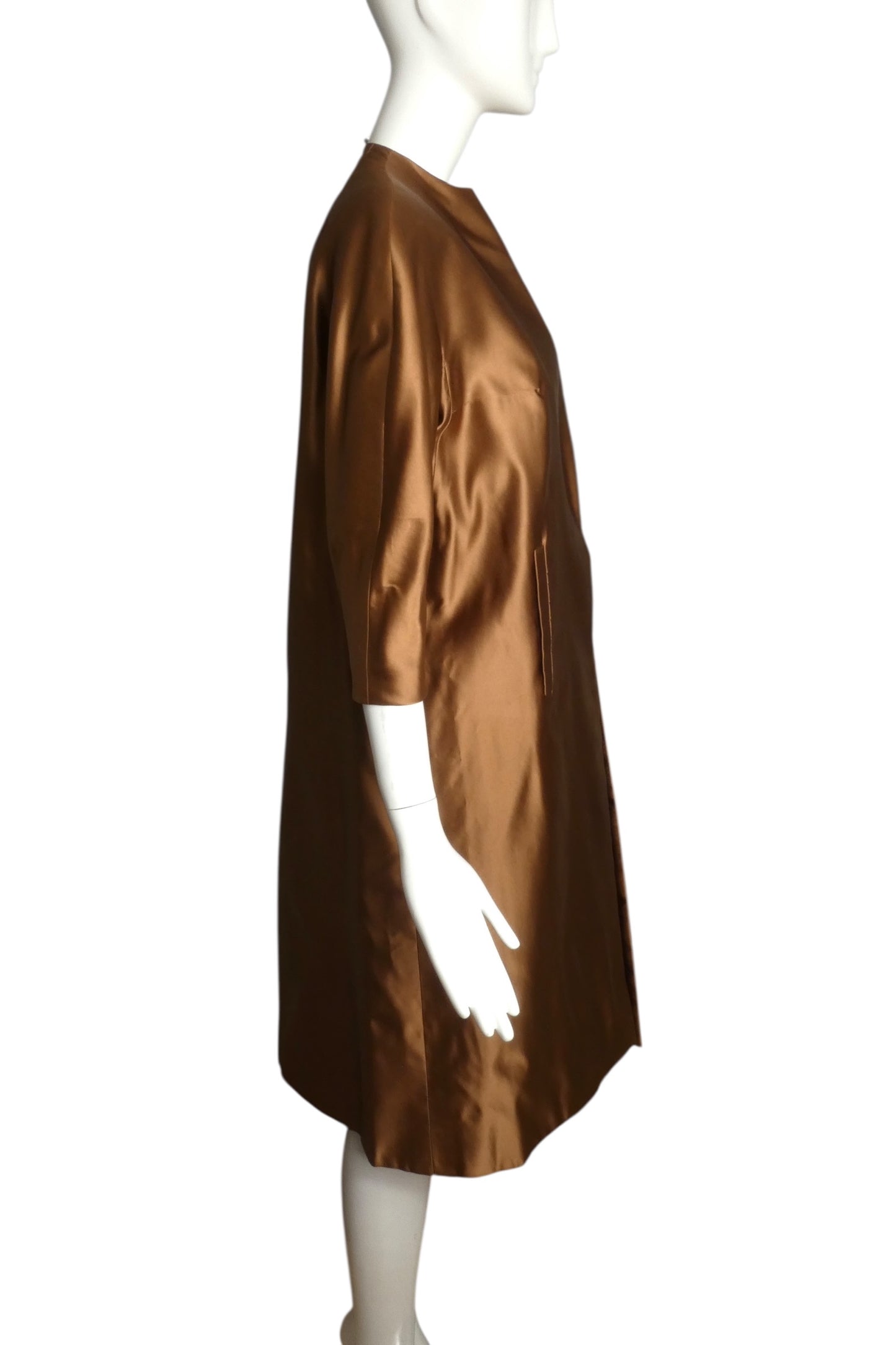 MAURICE RENTNER- 1950s 2pc Satin Coat & Dress Ensemble, Size 2