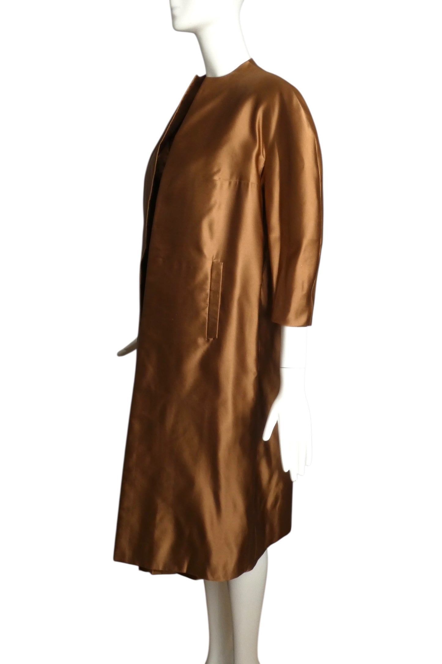 MAURICE RENTNER- 1950s 2pc Satin Coat & Dress Ensemble, Size 2