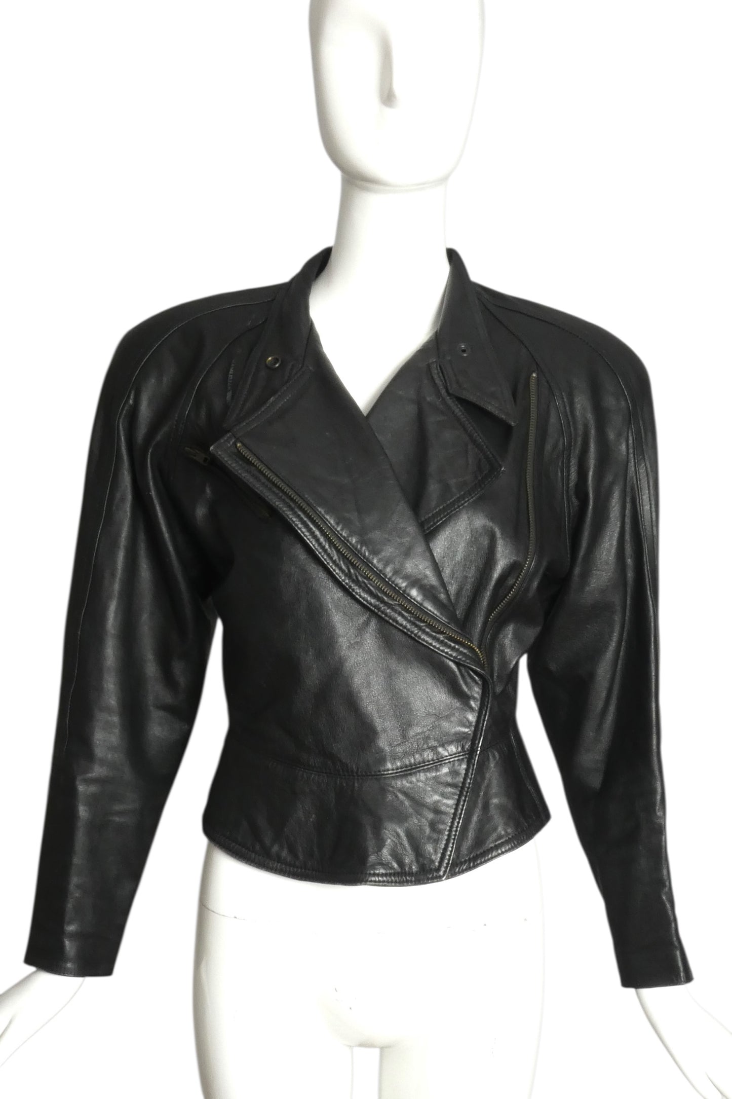MICHAEL HOBAN- 1980s Black Leather Biker Jacket, Size 6