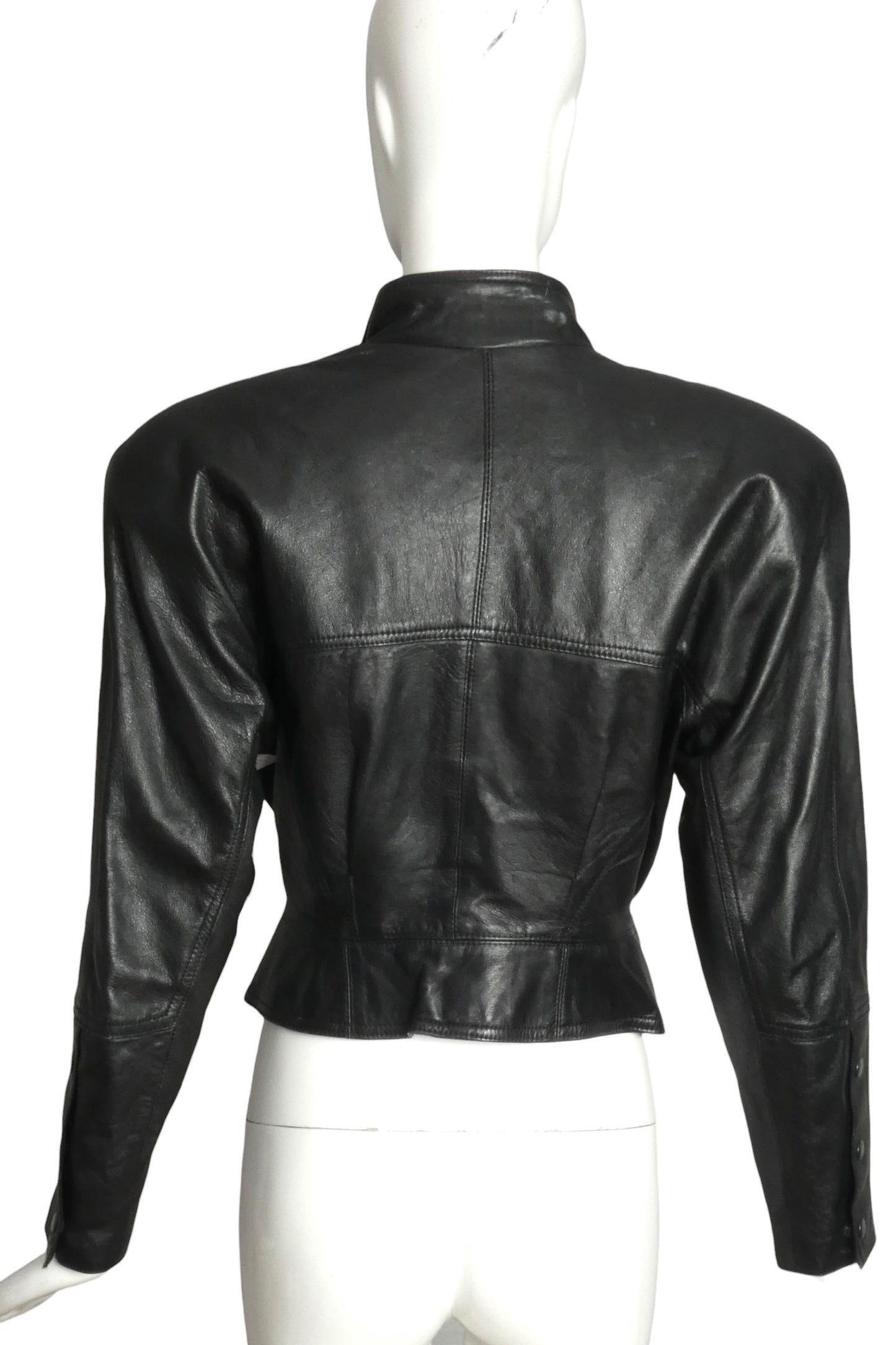 MICHAEL HOBAN- 1980s Black Leather Biker Jacket, Size 6
