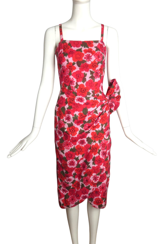 1950s Floral Cotton Summer Dress, Size 2