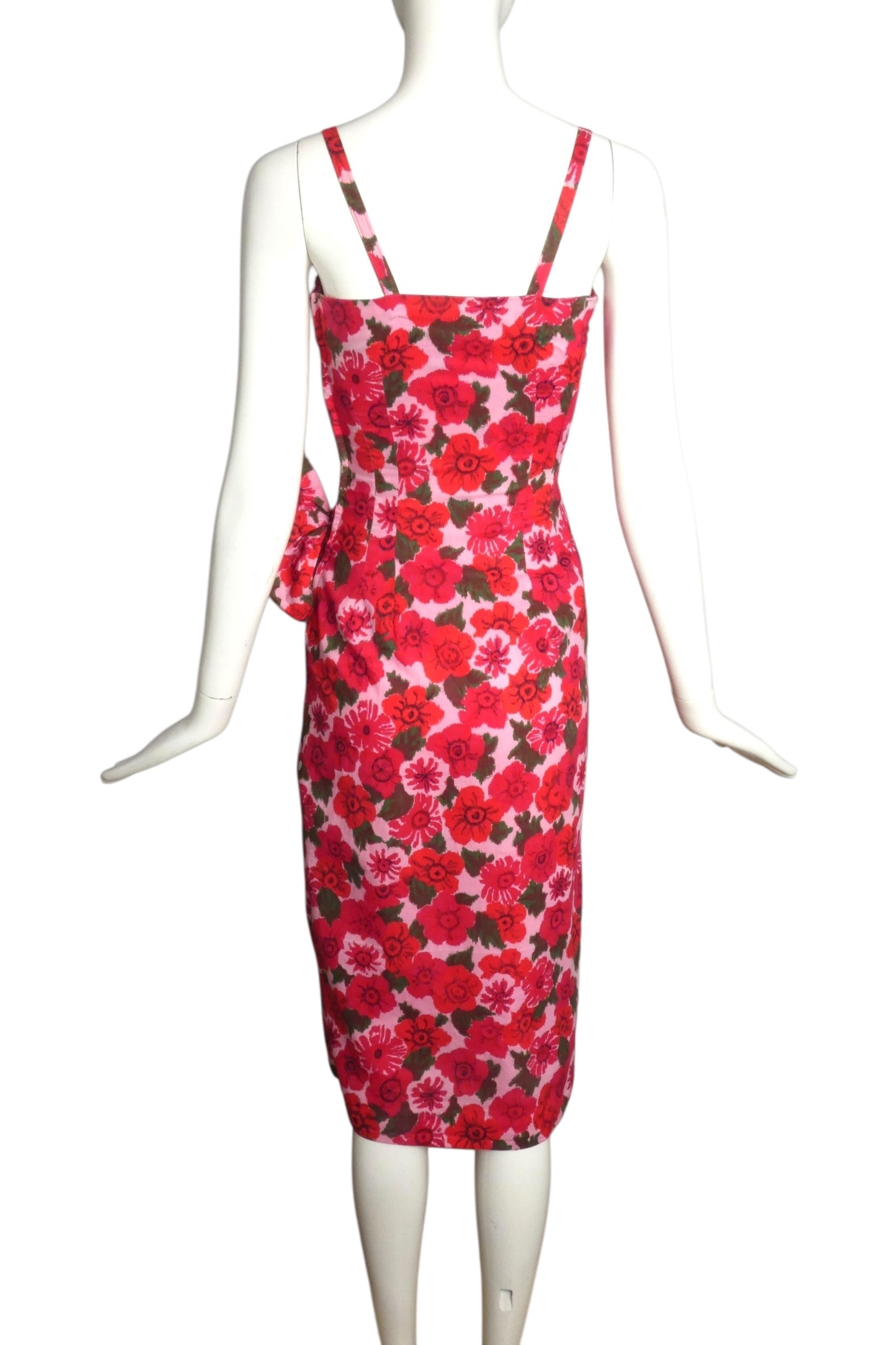 1950s Floral Cotton Summer Dress, Size 2