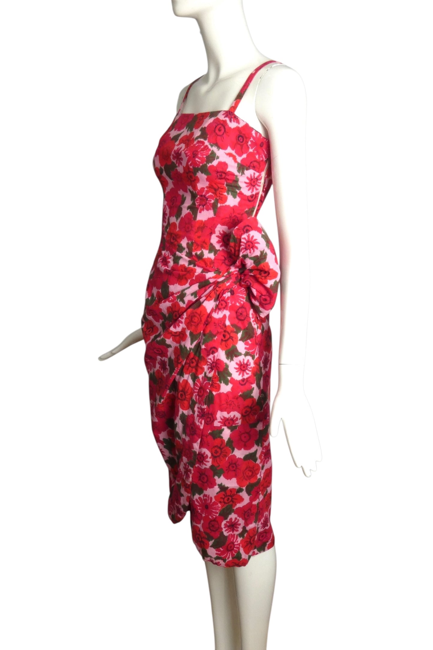 1950s Floral Cotton Summer Dress, Size 2