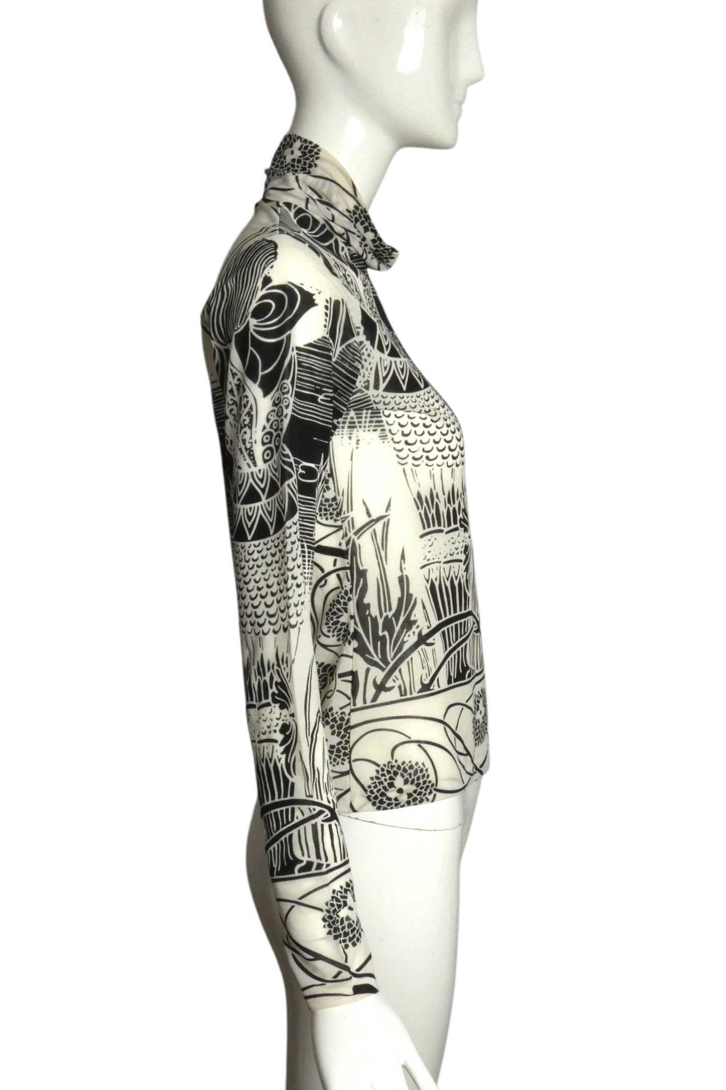 YOHJI YAMAMOTO- 2003 Printed Turtleneck Top, Size 4