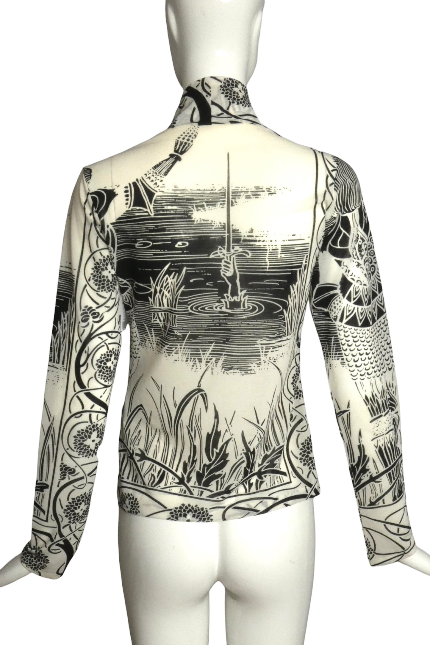 YOHJI YAMAMOTO- 2003 Printed Turtleneck Top, Size 4