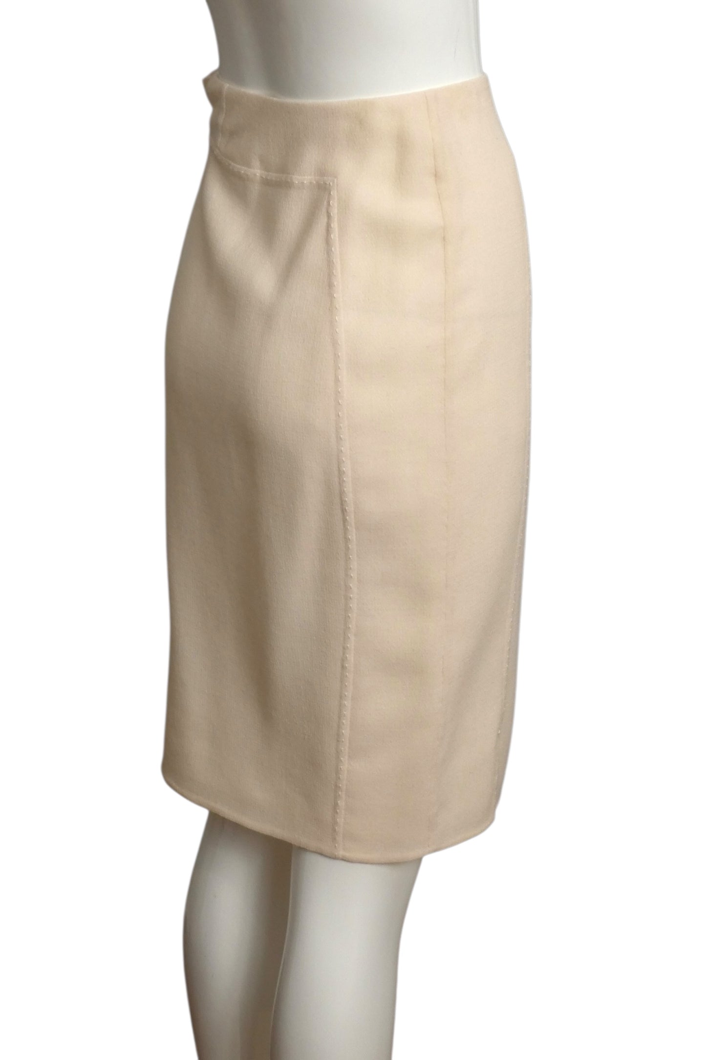 CHADO- 2011 Ivory Wool Cutwork Skirt Suit, Size 6