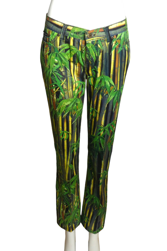 D&G- 1990s Bamboo Print Cotton Pants, Size 6
