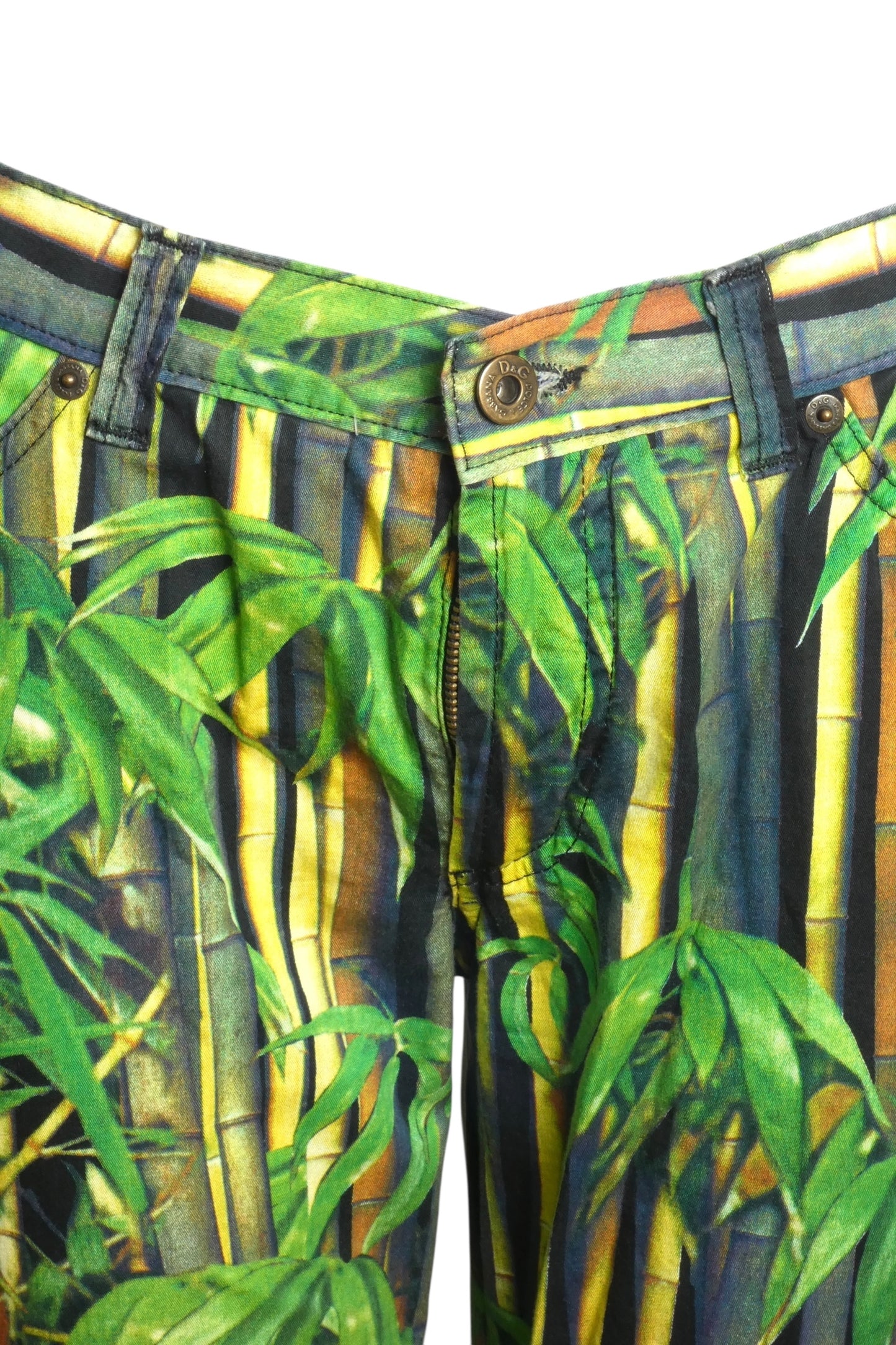D&G- 1990s Bamboo Print Cotton Pants, Size 6