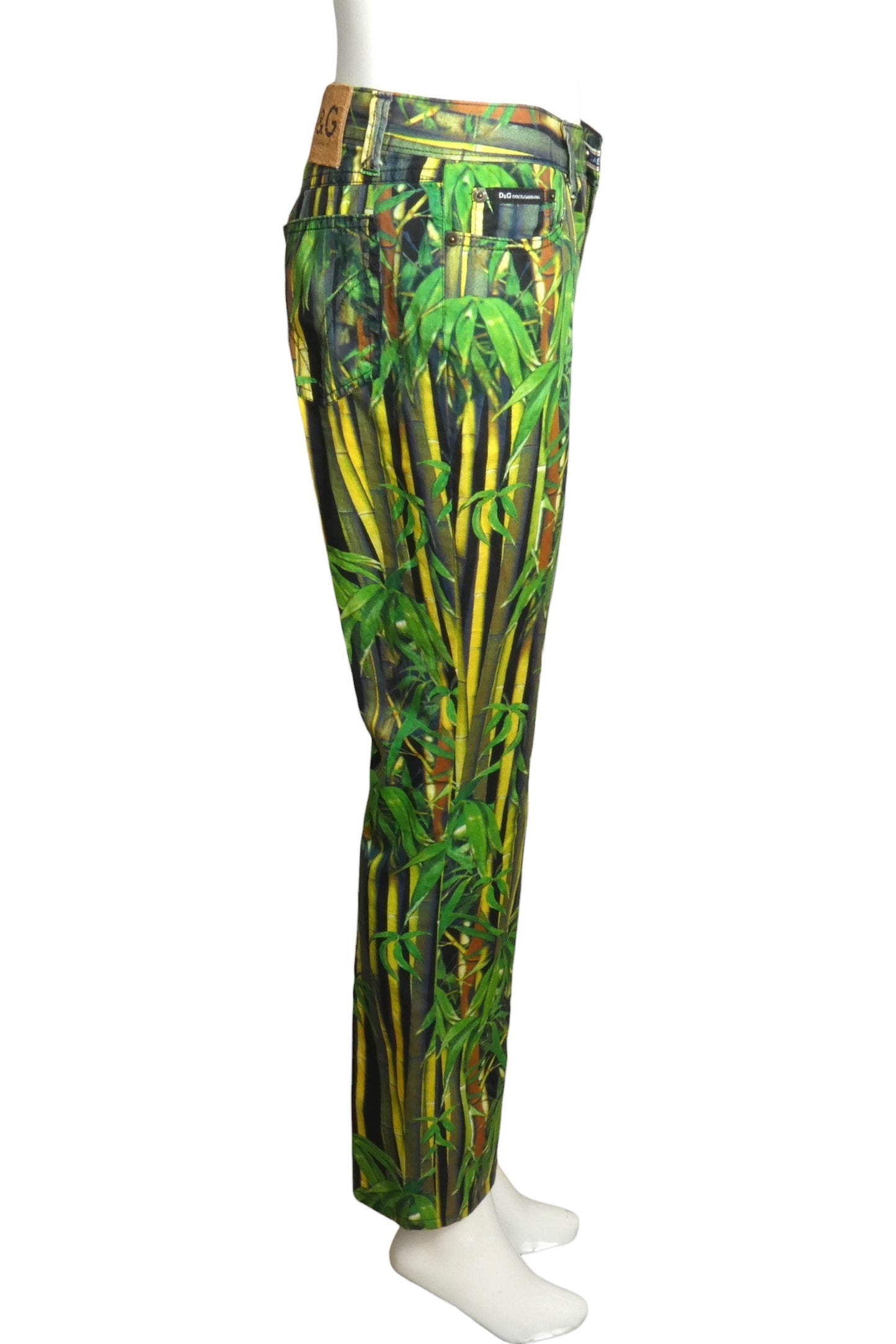 D&G- 1990s Bamboo Print Cotton Pants, Size 6