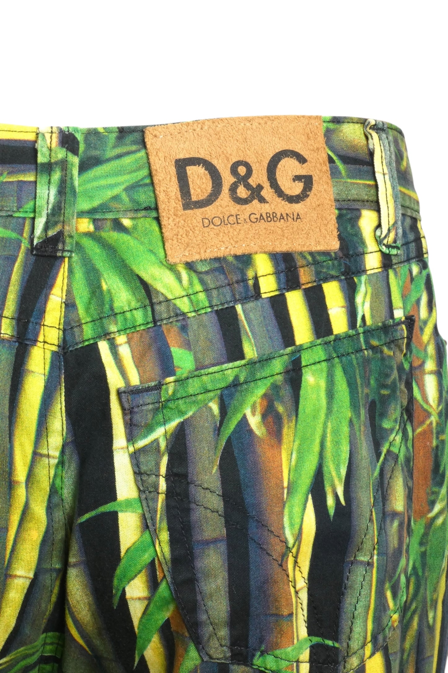 D&G- 1990s Bamboo Print Cotton Pants, Size 6