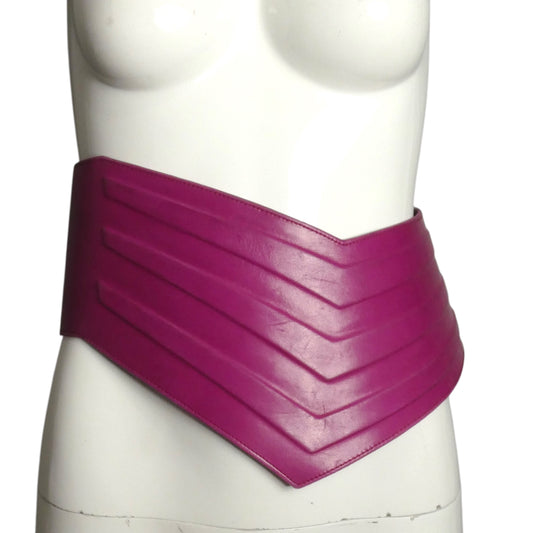 PIERRE CARDIN HERITAGE (HAUTE COUTURE)- 2008 Raspberry Leather Waist Belt, W-32"