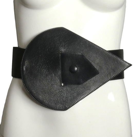 PIERRE CARDIN HERITAGE (HAUTE COUTURE)- 1980s Black Leather Belt, W-26"