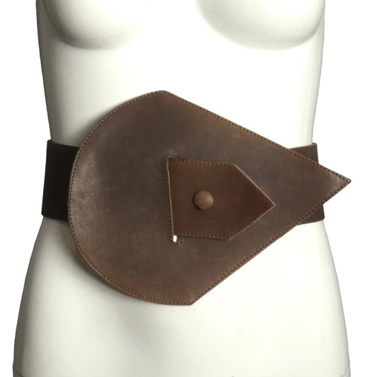 PIERRE CARDIN HERITAGE (HAUTE COUTURE)- 2008 Brown Leather Slide Belt, W-26"