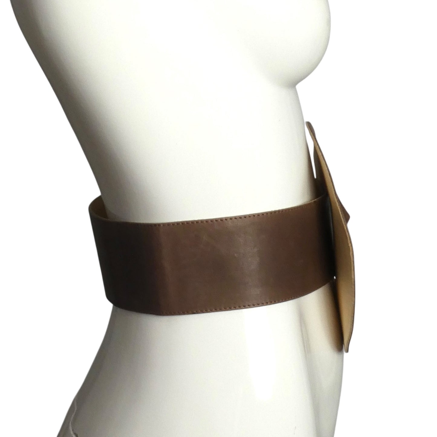 PIERRE CARDIN HERITAGE (HAUTE COUTURE)- 2008 Brown Leather Slide Belt, W-26"