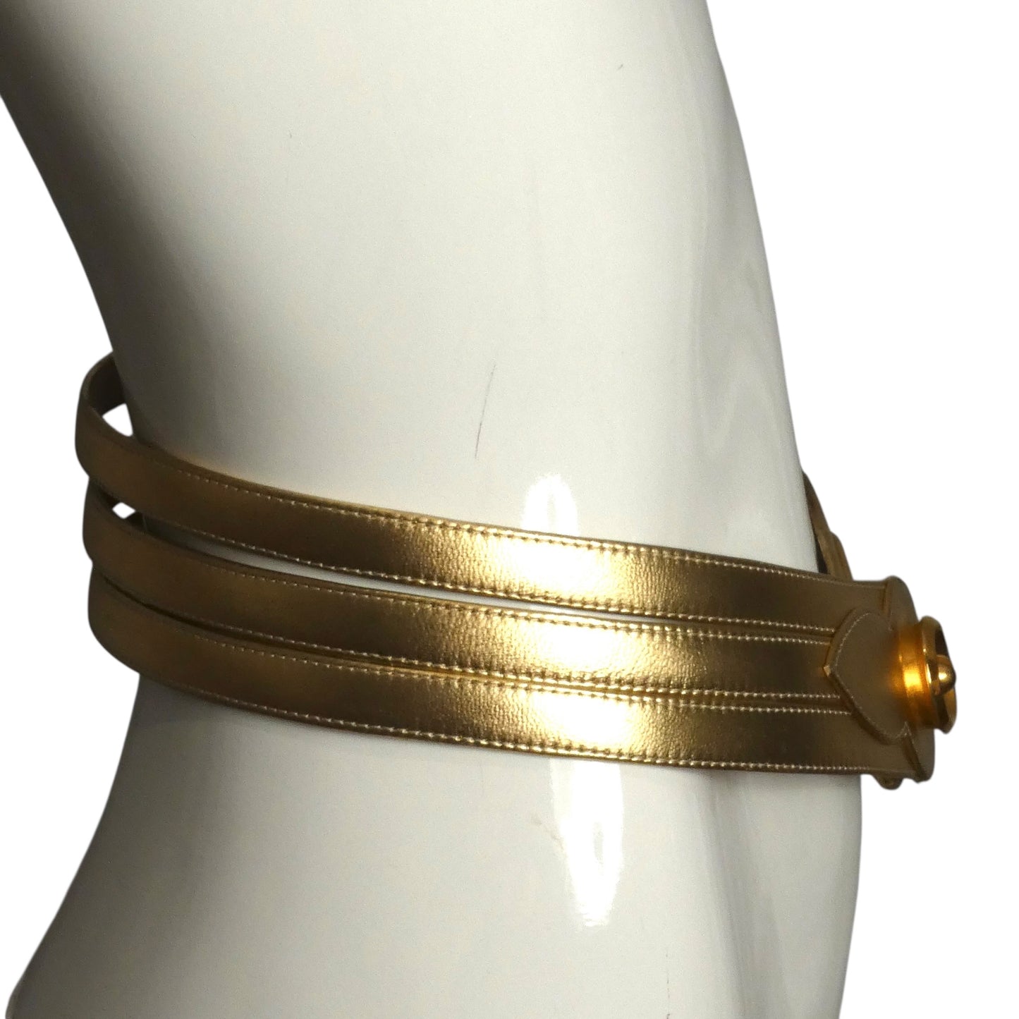 PIERRE CARDIN HERITAGE (HAUTE COUTURE)- 2008 Gold Metallic Leather Belt, W-27"