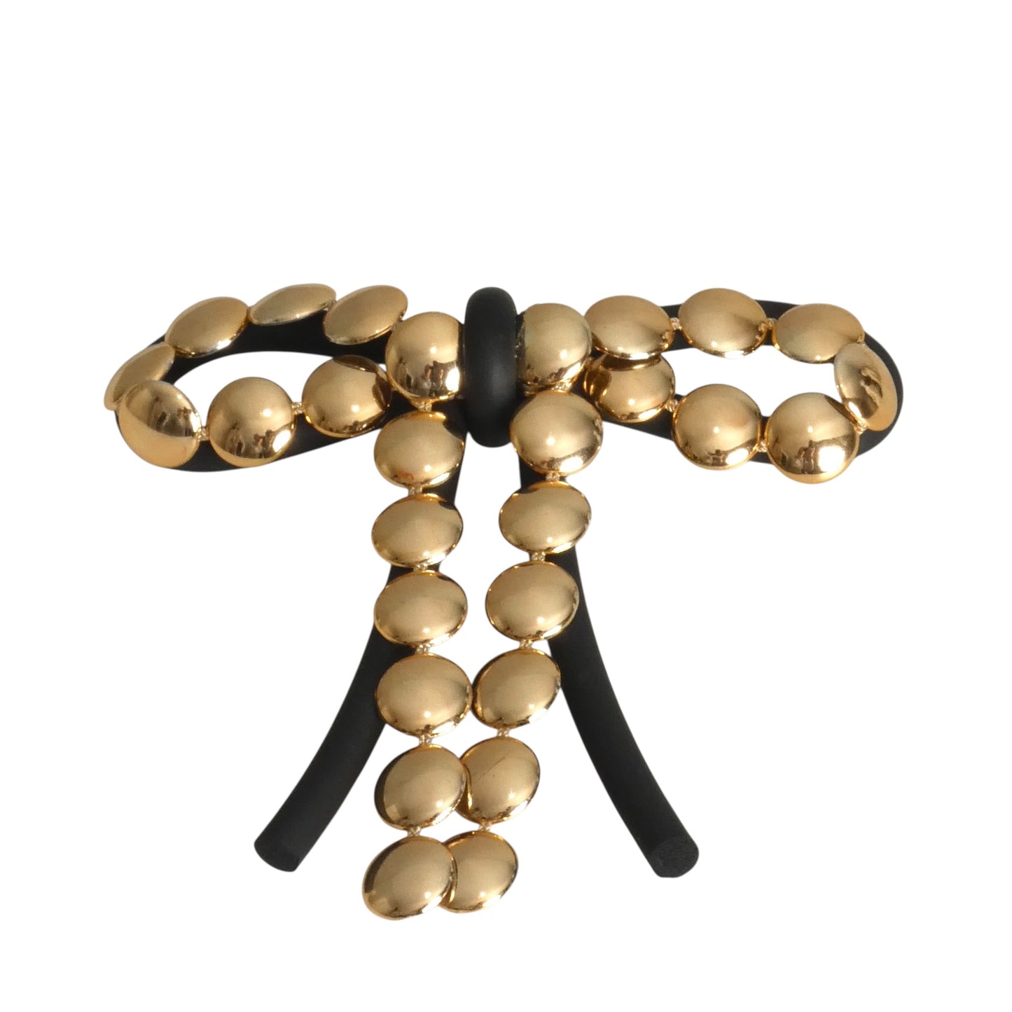 PIERRE CARDIN-2010 Black & Gold Rubber Bow Brooch