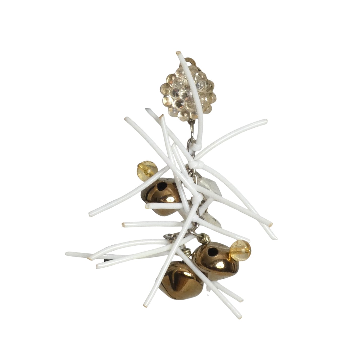 PIERRE CARDIN-1985 White & Gold Bead Fringe Single Earring