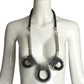 PIERRE CARDIN-2011 Silver Metal & Black Rubber Statement Necklace