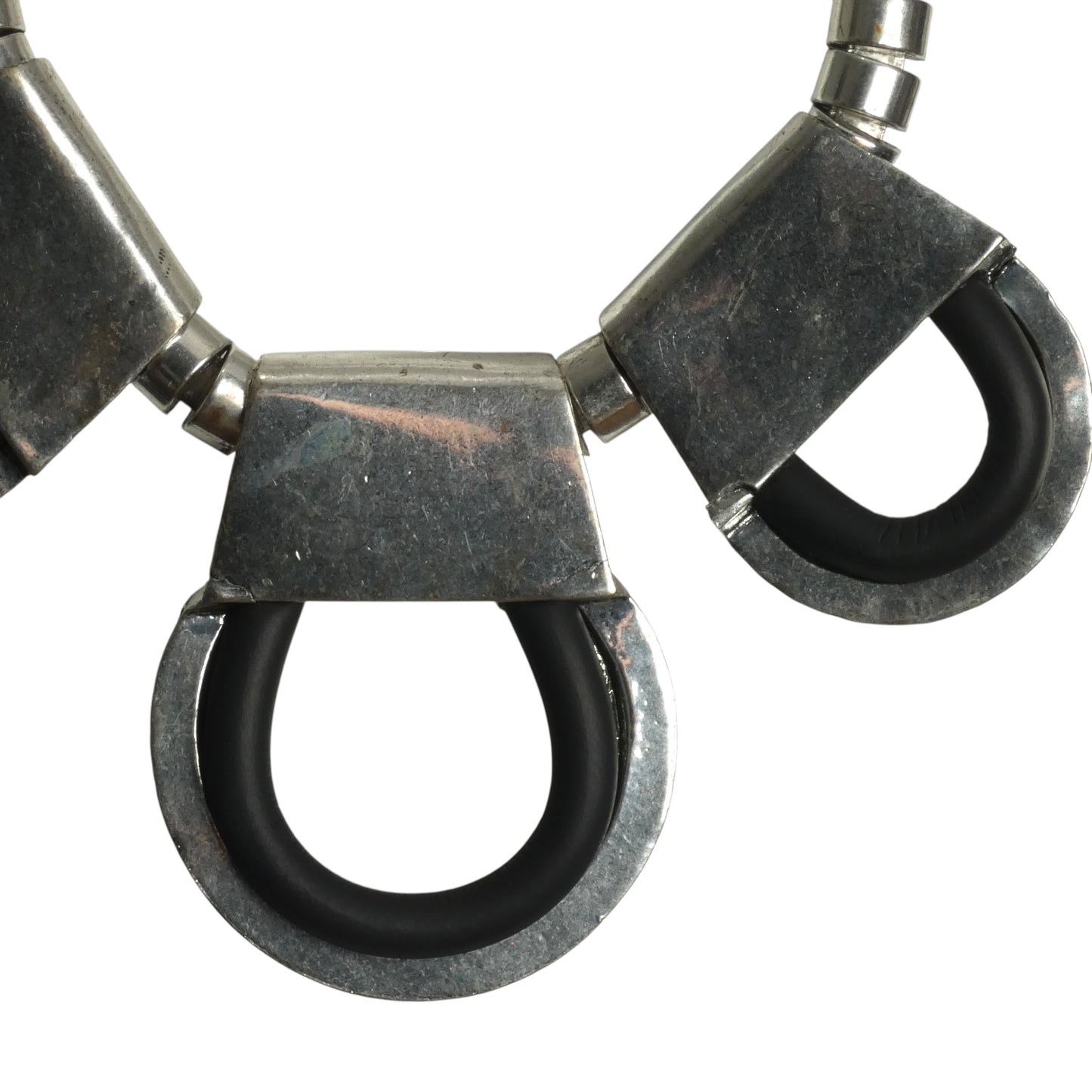 PIERRE CARDIN-2011 Silver Metal & Black Rubber Statement Necklace